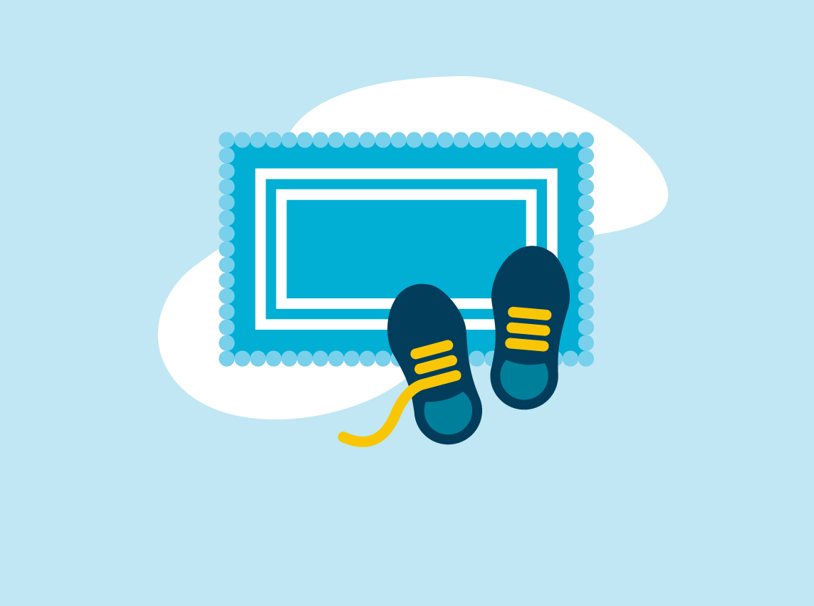 an illustration of shoes on a doormat to represent Diversity, Inclusion & Belonging at Capital One