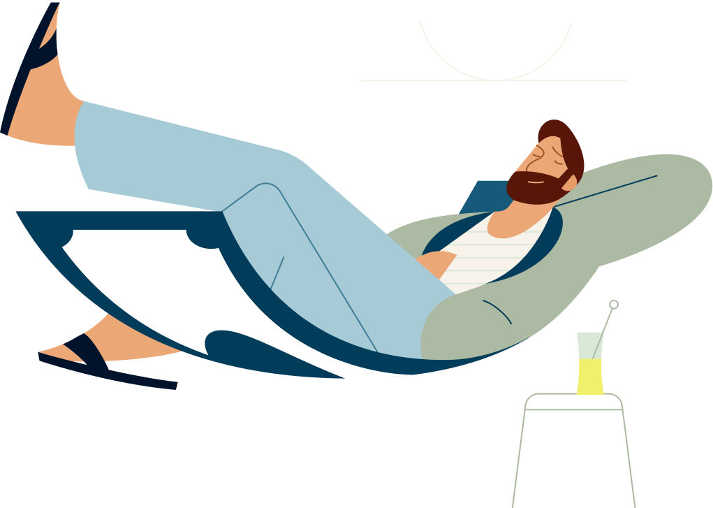 Illustration of Capital One associate lying in a hammock